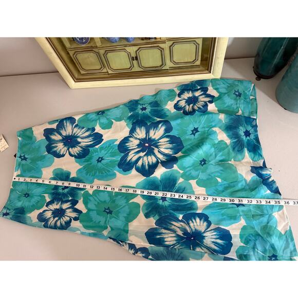 Vintage Y2K Express Blue 100% Silk Floral Phoebe Buffay Long Maxi Skirts S NWT - Picture 3 of 6